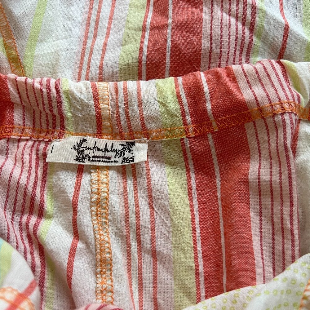 Striped Lightweight Harem Jumpsuit — Cream with Pink & Orange Stripes - Picture 7 of 8